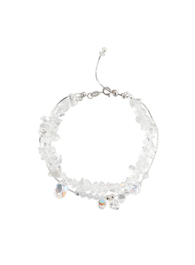 原创设计感白水晶925银多层手链