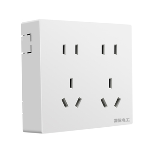 国际电工明装五孔插座明线墙壁多孔家用超薄带开关面板10十孔插座