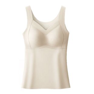 加长款保暖背心女带胸垫大码高个子德绒吊带内衣加绒打底上衣冬季