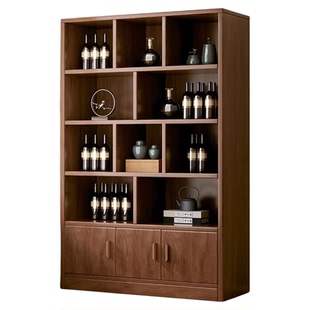 实木生态板酒柜靠墙客厅置物展示柜2026年新中式家用酒架储物柜子