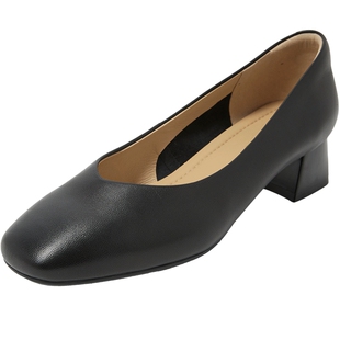 康莉羊皮高跟鞋女2025年春季商场新款真皮粗跟女士单鞋黑色工作鞋