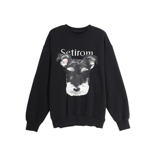 西町村屋学院卫衣女装冬季休闲感印花字母圆领套头上衣HD8108300