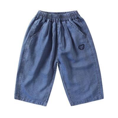 右欧男童女童牛仔七分裤宽松