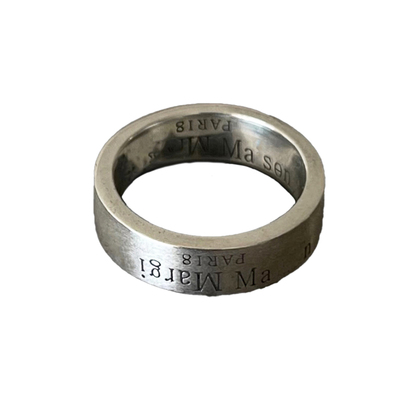 纯银简约复古颠倒字母拉丝戒指