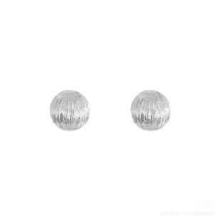 法式日杂风简约金属球耳钉女拉丝馒头耳环纹理小众高级感新款耳饰