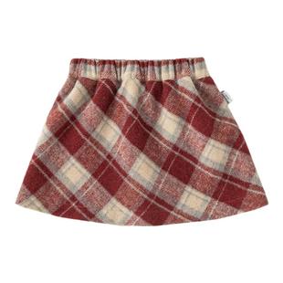 女童半身裙新年衣服儿童红色冬装周岁女宝礼服裙子女孩过年格子裙