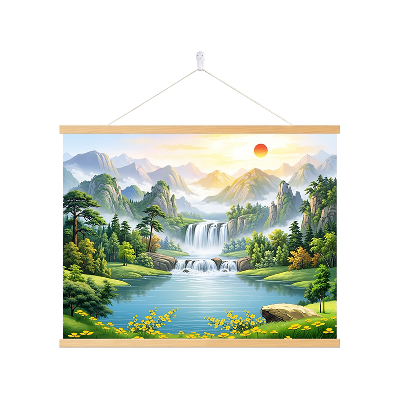 山水画风景挂画餐厅背景墙装饰画