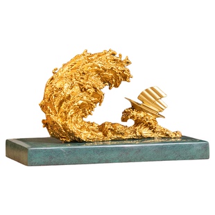 朱炳仁铜 四海涌金海浪摆件客厅玄关书房桌面装饰开业乔迁礼物