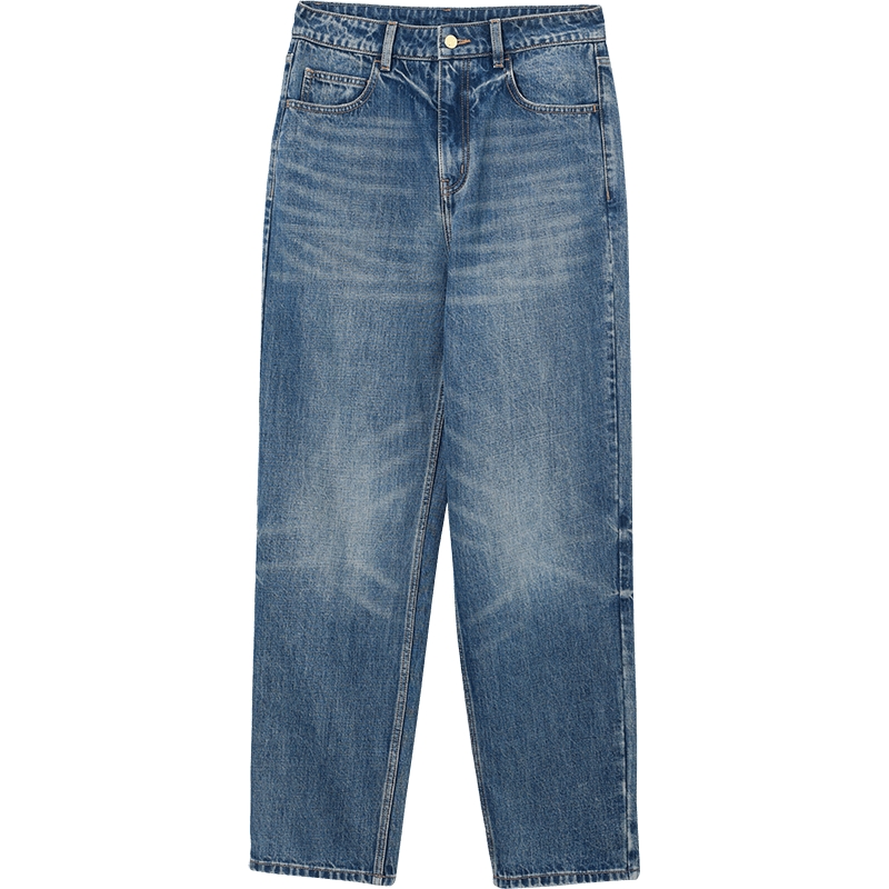 【播奥莱】播商场同款复古牛仔裤女春秋高腰宽松直筒裤BDQ3KD1684