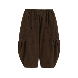 砚台家女童碎花灯笼裤2025冬季新款儿童加绒哈伦裤女宝保暖长裤子