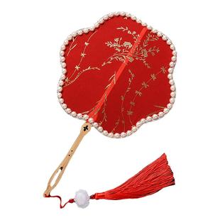 古风烫金扇子短柄异形扇柳树枝团扇半透明超仙破云扇复古文艺宫扇