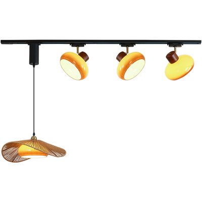 中古风新款可移位轨道射灯侘寂风复古餐厅吧台岛台服装店民宿吊灯