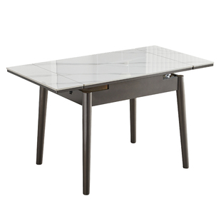 现代简约小户型家用伸缩折叠岩板餐桌椅组合意式轻奢长方形饭桌子