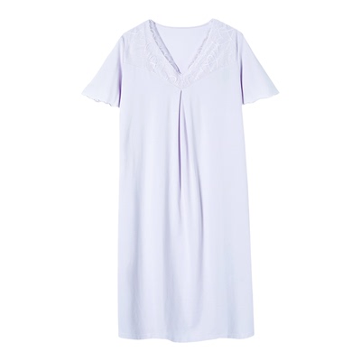 安莉芳旗下E-BRA莫代尔蕾丝V领短袖家居服睡衣舒适睡裙女KL00221