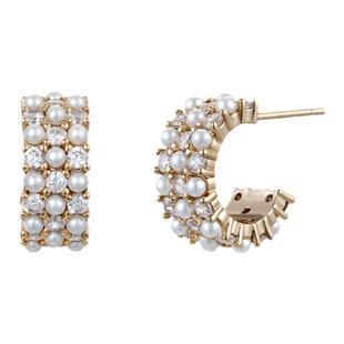 shes茜子凡尔赛复古巴洛克宫廷菱格纹环形璀璨珍珠耳钉耳环耳饰品