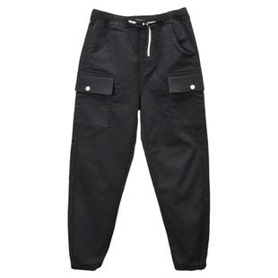 秋季ABLE JEANS女工装裤显瘦黑色腰带运动裤休闲多口袋束脚裤百搭