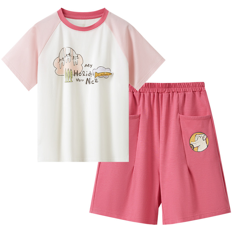 儿童家居服套装夏季薄款短袖短裤