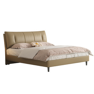 尼亚pro 喜临门现代简约奶油风真皮主卧实木大床双人床软包婚床