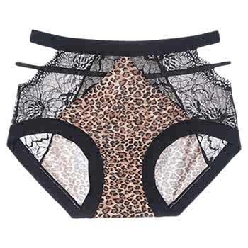 UFEEL豹纹性感10A抑菌蕾丝镂空舒适纯欲高级透气内裤女中腰2553实付25.9元到手包邮