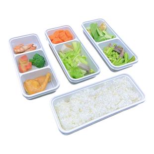 众义日式长条分格三四格小菜外卖打包盒一次性塑料带盖便当快餐盒