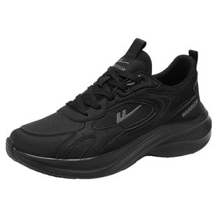 回力初中生训练运动鞋男女款软底减震黑色跑步鞋学生皮面轻便跑鞋