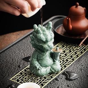2024青砂石招财龙茶宠摆件精品可养一指有钱茶桌家居桌面装 饰摆件