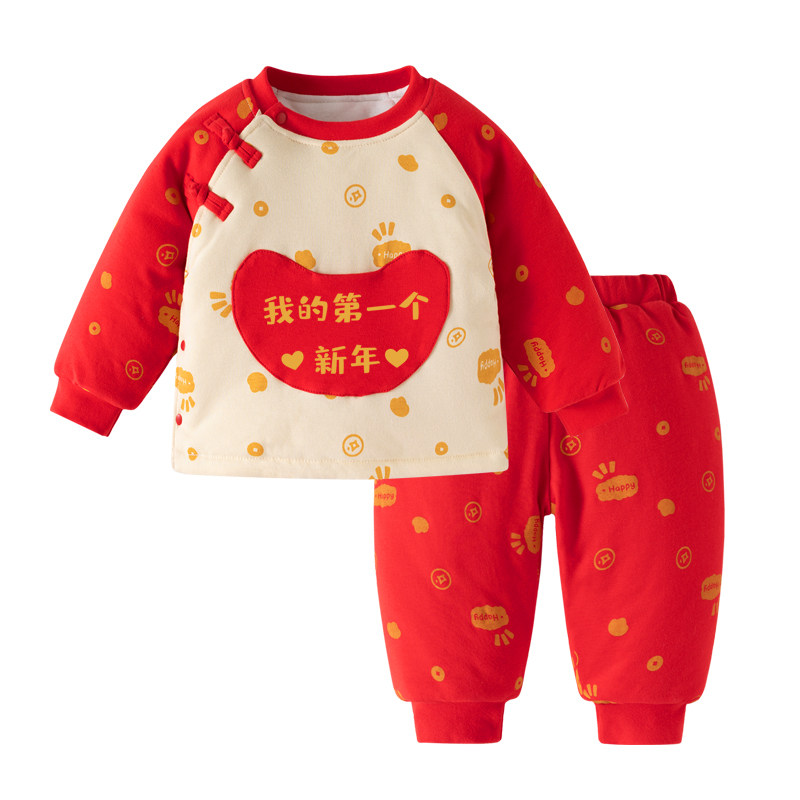 宝宝红色喜庆拜年服套装