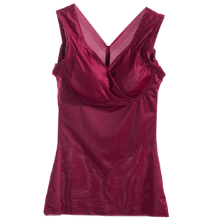 背心文胸红色收腹美体塑身衣带胸垫内衣女束身衣一体内衣大码薄款