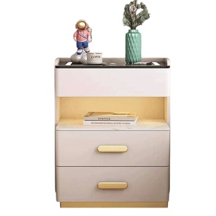 智能床头柜保险箱多功能免安装指纹锁蓝牙音响无线充床边柜高级感