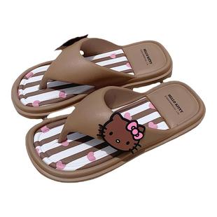 细细条 人字拖女夏威夷黑皮KT猫网红夏季海边度假时尚夹脚凉拖鞋