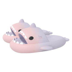 渐变鲨鱼拖鞋女夏季室内家居家浴室宿舍可爱外穿踩屎感情侣凉拖男