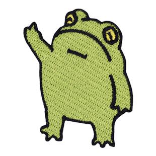 卡通刺绣补丁贴魔术贴青蛙手势动物儿童帆羽绒校服装饰可缝热熔贴