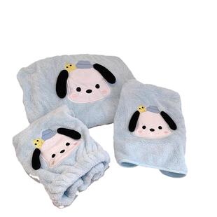 可爱帕恰狗浴巾女浴裙可穿可裹珊瑚绒家用大号毛巾吸水速干洗澡巾