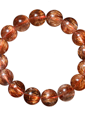 天然顺发红发晶手链饰品礼物情侣