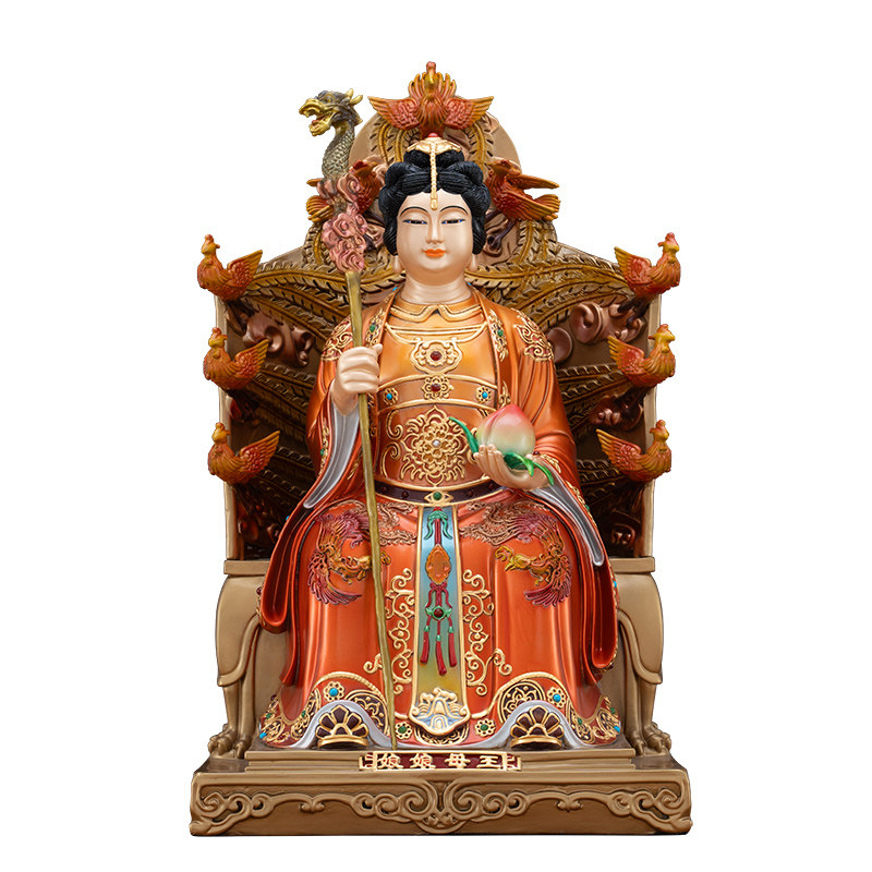 中式铜玉帝王母供奉神像摆件