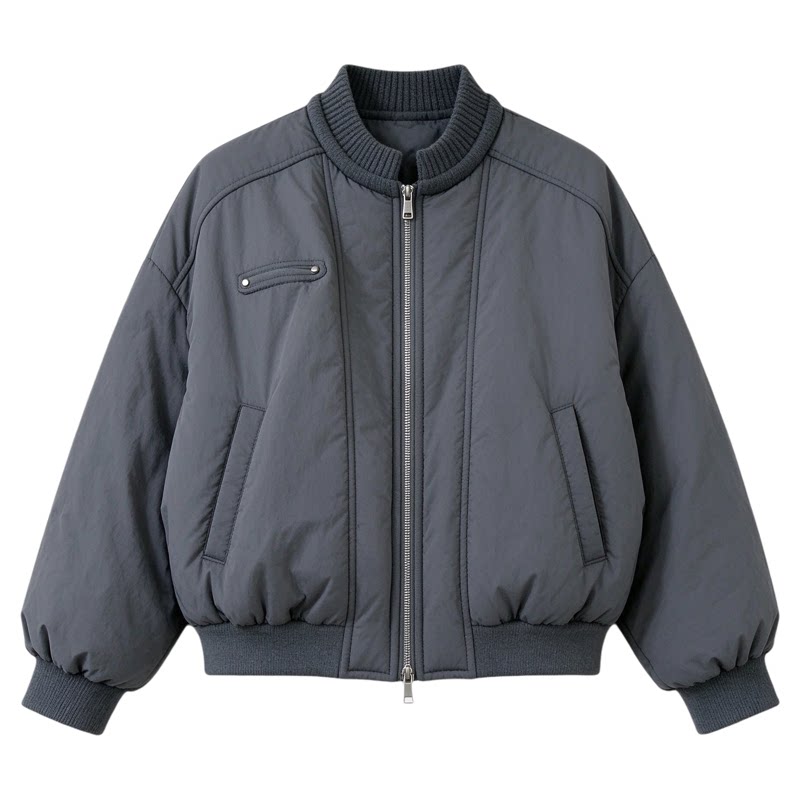 针织立领加棉棒球服外套女欧洲站
