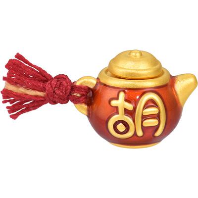 明牌珠宝胡运亨通硬金转运珠 黄金把把胡足金铜钱茶壶手串AFP1488