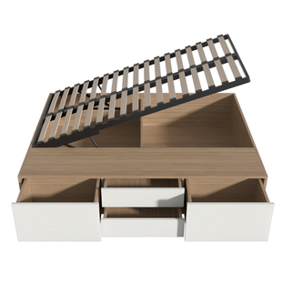 定制兔宝宝ENF级实木小户型无床头榻榻米抽屉高箱储物收纳双人床