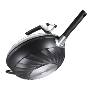 爱仕达钛熔射金刚旋风不粘炒锅32cm家用油你控少油烟大容量不粘锅