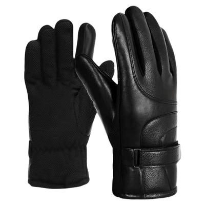 皮手套男士冬加绒加厚骑车防风