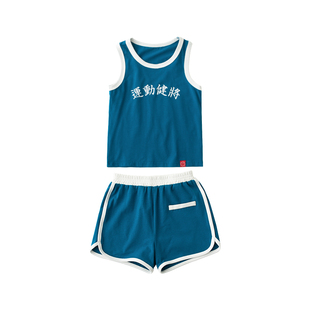 soyo舍予良仓童装儿童套装男童夏季薄款女童复古衣服宝宝背心短裤