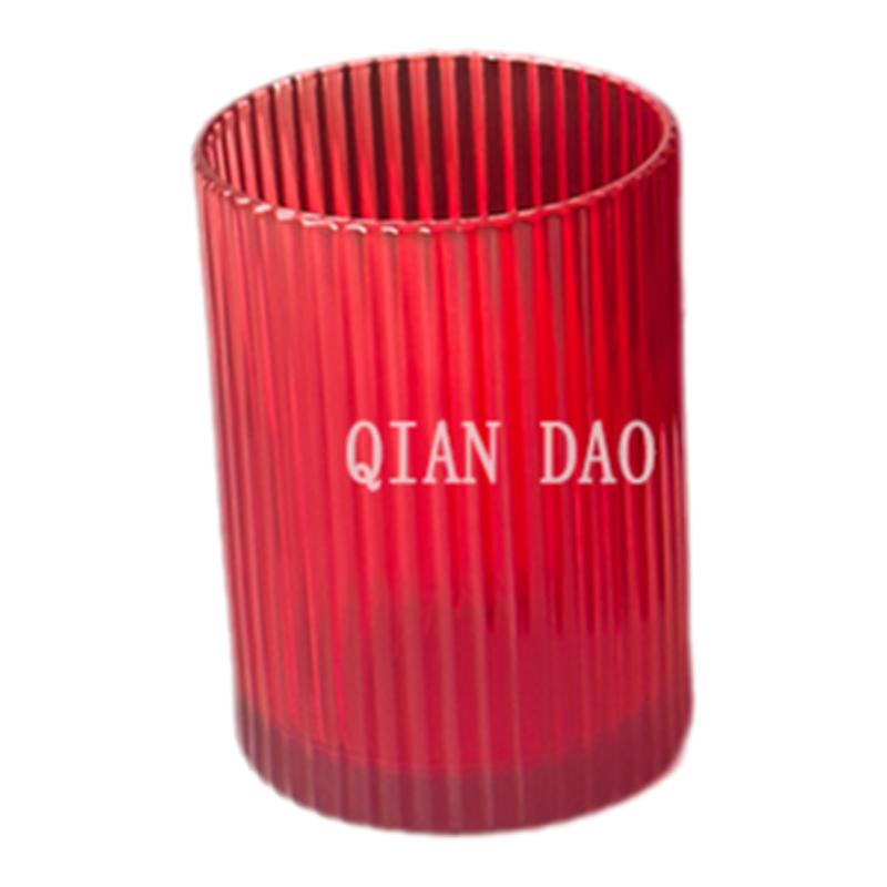 钱道嘉玻璃家用复古否红色条纹