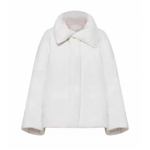 张元英同款翻领白色短款羽绒服女冬季90白鸭绒宽松保暖面包服外套