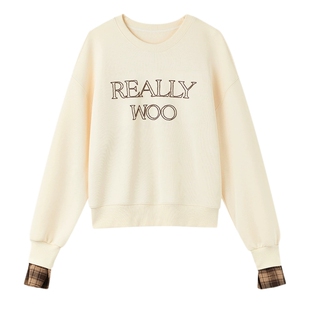 秋水伊人卫衣女款宽松学院风2026春装新款圆领美式慵懒chic上衣