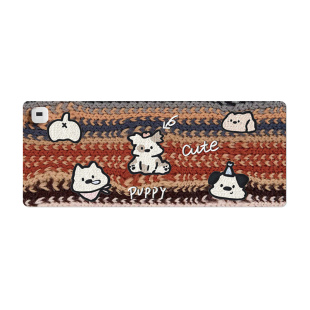 花间词复古款式毛线人偶加热鼠标垫超大桌垫办公室发热高颜值暖桌垫电脑键盘智能电热板冬天写字保暖女生