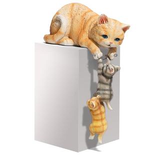 创意猫咪摆件家居饰品房间个性装饰品仿真动物坐姿吊脚摆设礼物