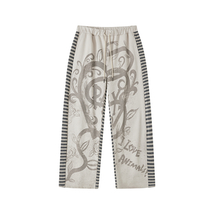 【线下同款】物理少年「爱包罗万象」针织净色280g印花两面穿卫裤