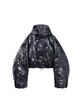 多飞褊连帽短款羽绒棉服夹克