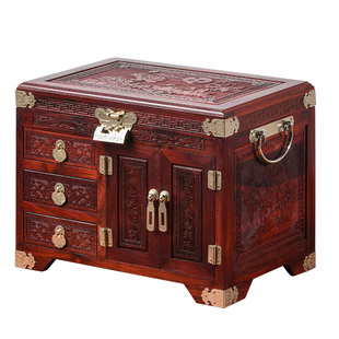 红木首饰盒新款实木手饰收纳盒紫檀高档珠宝盒结婚中式酸枝嫁妆盒