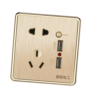 86型USB插座面板带开关墙壁五孔插座带双USB手机充电二三电源插座